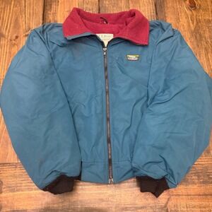 LL Bean Warm-up Jacket‎ Mens Large  Fleece Lined Vintage, 1970s, distressed